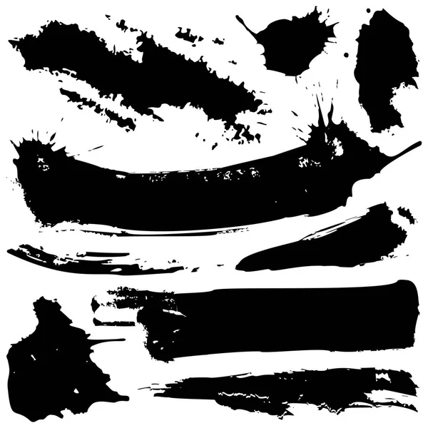 Set of black grunge ink blobs - vector. — Stock Vector