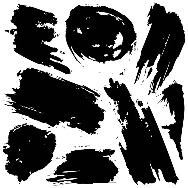 Siyah grunge mürekkep lekeleri kümesi - vektör.