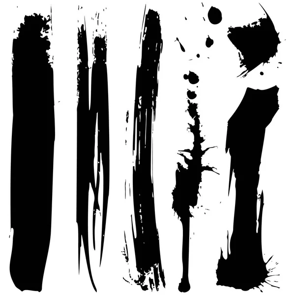 Set of black grunge ink blobs - vector. — Stock Vector