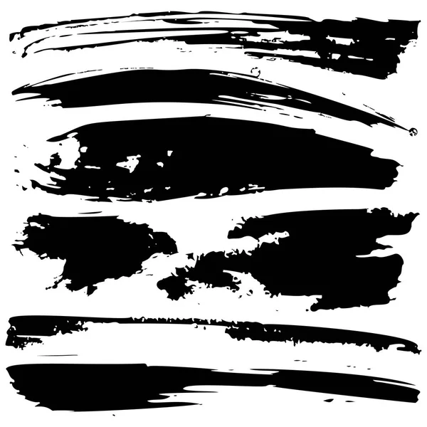 Set of black grunge ink blobs - vector. — Stock Vector