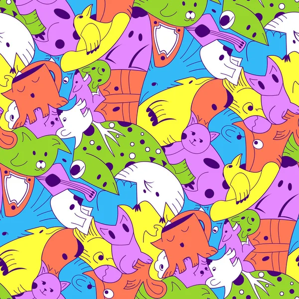 Cute monster party vector kids seamless pattern. — Stock Vector