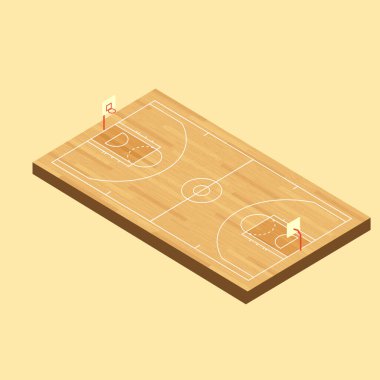 Sert ahşap desenli Isometric Basketball Tahta Sahası