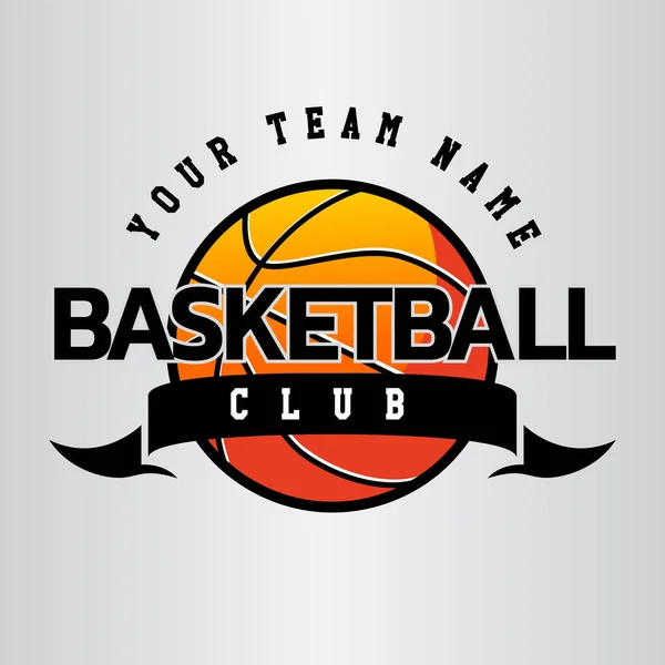 Basketball Club Logo Und Bunte Kugel Auf Weißem Bacfround — Stockvektor