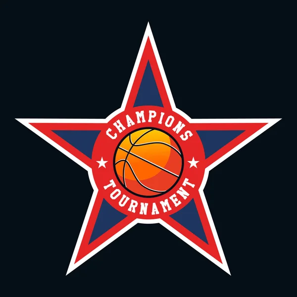 Basketball Star Sport Logo Design Vector Ilustração — Vetor de Stock