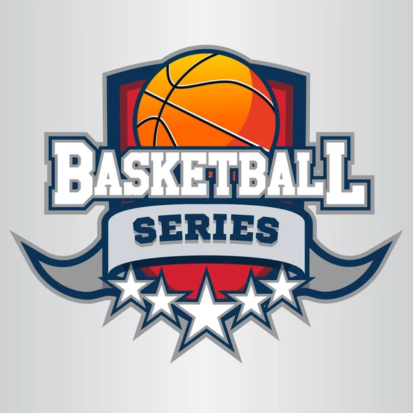 Basketball Sport Logo Design Vector Illustration Bunt Mit Ball — Stockvektor