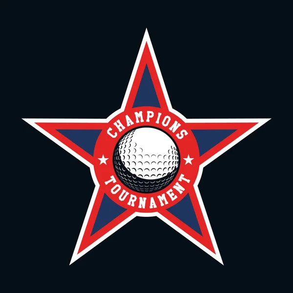 Logo Golf Emblema Estrella Iconos Plantilla Diseños Con Pelota — Vector de stock