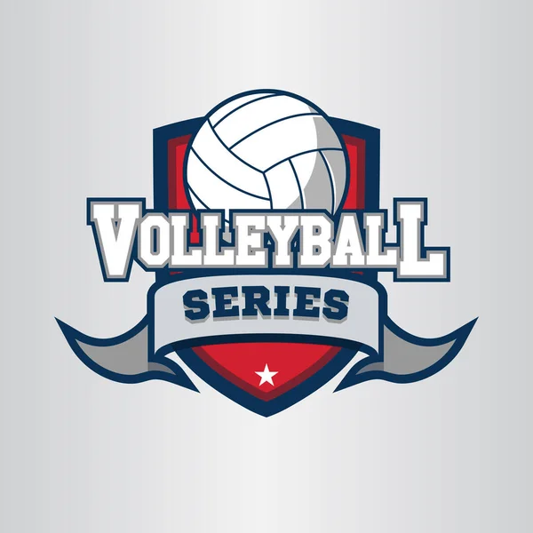 Volleyball Logo Emblem Symbole Designvorlagen Mit Volleyball Und Schild — Stockvektor