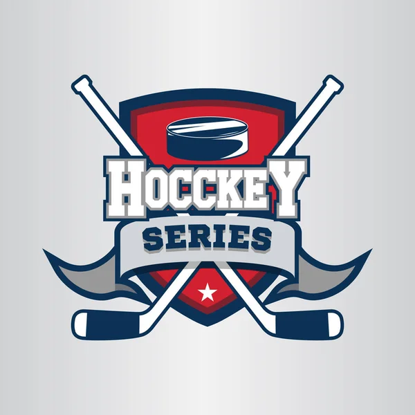 Hockey Logo Emblem Symbole Designvorlage Mit Stock Und Puck — Stockvektor