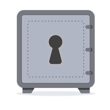 Banka kasası. Güvenlik nakit tasarrufu ve para koruma kavramı. Vektör düz resimleme.