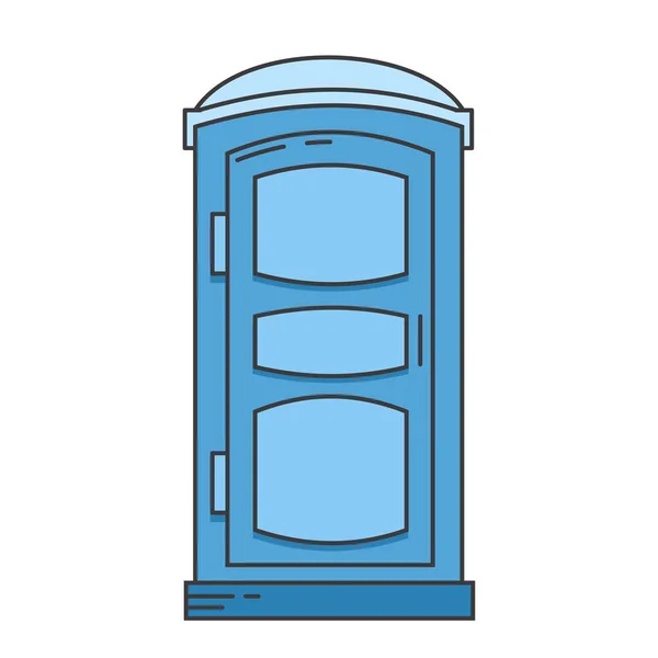 Mobil bärbar bio toalett ikon. Framifrån. Blå plastgarderob WC. Vektorillustration — Stock vektor