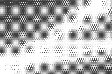 Piksel arkaplanlı bitmap deseni. Noktalı eğim dokusu. Bilgisayar oyunu bg 'nin vektör derecelendirmesi. Soyut geometrik yarım ton etkisi. Dijital ışık dither duvar kağıdı