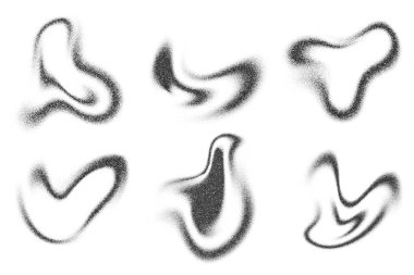 Noktalı gradyan ve gürültü dokusu deseni. Toz efektli dalgalı fırça darbeleri. Noktalı lekeler ve gölgeler. Akışkan sıvı yarım ton beyaz arkaplanda izole olur