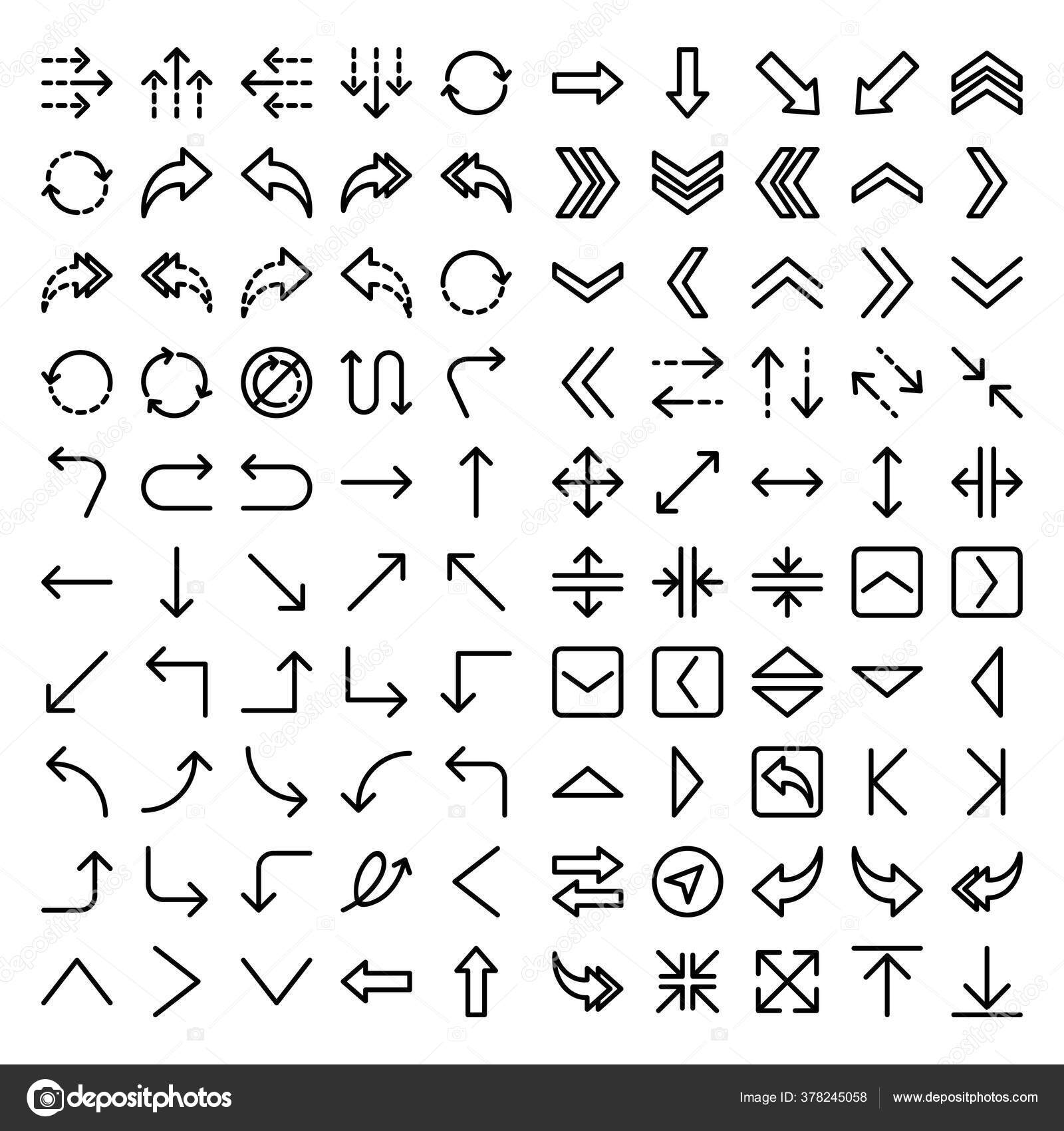 箭头图标集包括箭头正方形图库矢量图©ColourCreatype 378245058