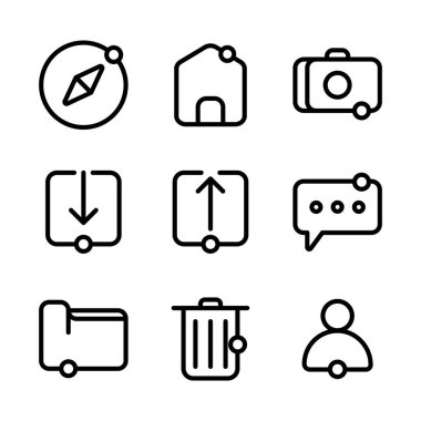 Pusula, kullanıcı arayüzü, ui, harita, ev, kullanıcı arayüzü, arayüz, kamera, indirme, tarama, bağlantı, gönderme, sohbet, mesaj, posta, dizin, veri, dosya, çöp, boş, sil