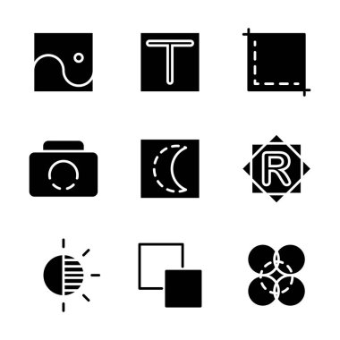 Fotoğraf düzenleyici simgesi seti dosya, resim, resim, düzenleme, metin, kırpma, kamera, yakalama, gece, döndürme, karşıtlıklar, yeniden boyutlandırma, bulanıklaştırma, keskin