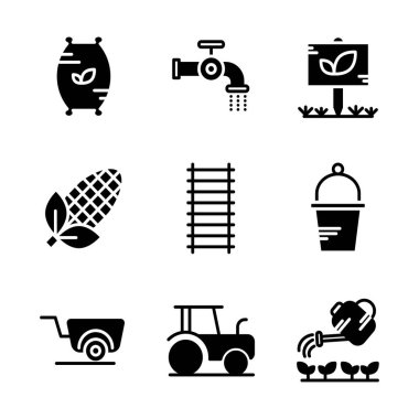 Bileşik, tohum, gübre, floş, su, boru, bahçe, ağaç, yaprak, mısır, tarım, tatlı mısır, merdiven, araç, kova, el arabası, traktör, makine, çiftçi, sulama, tarım