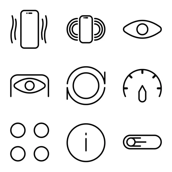 Gebruikersinterface Overzicht Pictogram Set Omvatten Vibreren Oog Prestaties Systeem Telefoon — Stockvector