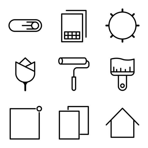 Ensemble Icônes Contour Interface Utilisateur Comprennent Carte Sim Affichage Papier — Image vectorielle