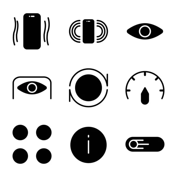 Gebruikersinterface Overzicht Pictogram Set Omvatten Vibreren Oog Prestaties Systeem Telefoon — Stockvector