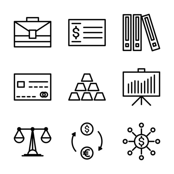 Office Business Icon Set Include Business Suitcase Check Payment History — стоковый вектор