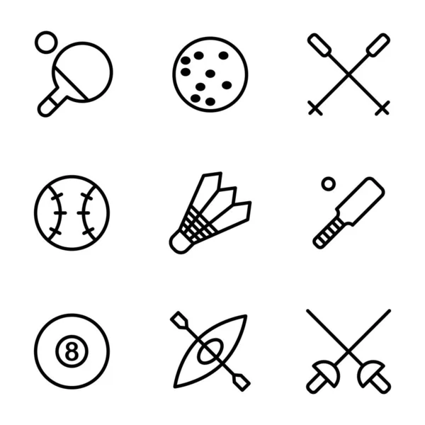 体育图标集设计风格包括乒乓球 羽毛球 皮划艇 — 图库矢量图片