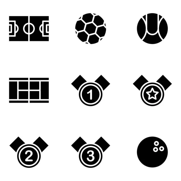 Sport Icon Set Glyph Style Including Foodball Soccer Sport Field — Stock Vector