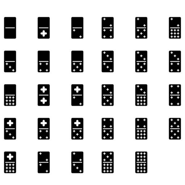 Domino Ikon Set Glyf Stil Full Uppsättning Isolerad Transparent Bakgrund — Stock vektor