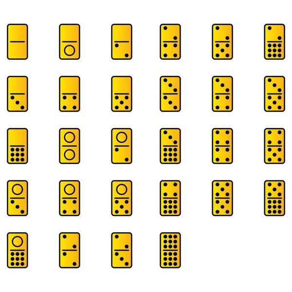 Domino Dot Icon Set Filed Outline Style Full Set Isolated — Stock Vector