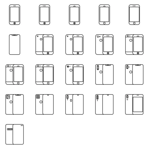 Gadget Icon Set Line Include New Version All Phone Vector — Stock Vector