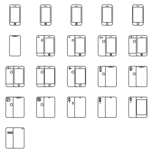 Gadget Ikon Set Vonal Tartalmazza Verzió Minden Telefon Vektor — Stock Vector