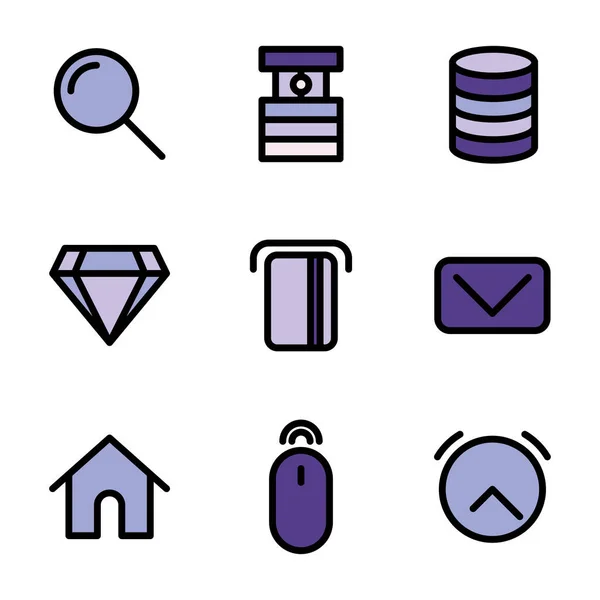 Basic User Interface Icon Set Outline Include Eyes Security Eyes — стоковый вектор
