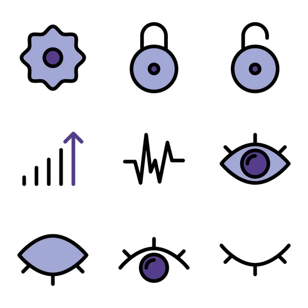 Basic User Interface Icon Set Outline Include Network Connection Internet — стоковый вектор