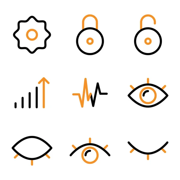 Temel Kullanıcı Arayüzü Simgesi Ana Hatları Arasında Gözler Güvenlik Gözler — Stok Vektör