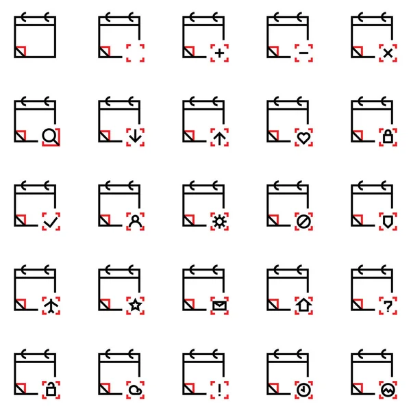 Ensemble Icônes Calendrier Comprennent Calendrier Date Événement Blanc Heure Ajouter — Image vectorielle