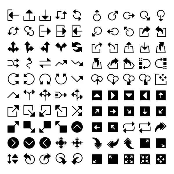 Pijlen Pictogram Set Zijn Pijl Wolk Geslacht Vierkant Symbool Cirkel — Stockvector