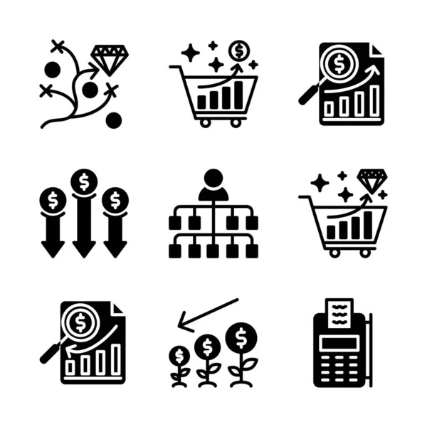 Business Finance Icon Set Include Road Cart Finance Organization Document — стоковый вектор