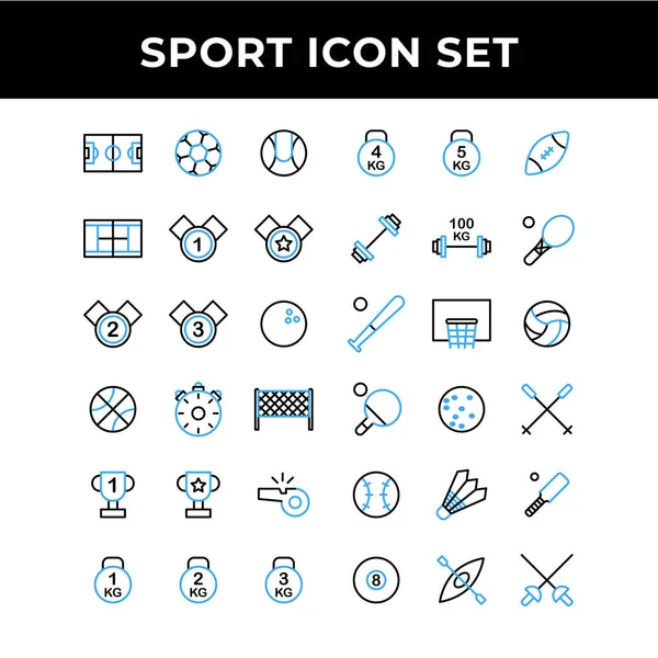 Sport Ikon Set Inkluderar Fotboll Tennis Medalj Bowling Basket Timer — Stock vektor
