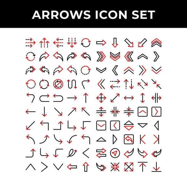 Flechas Conjunto Iconos Incluyen Arriba Abajo Izquierda Derecha — Vector de stock