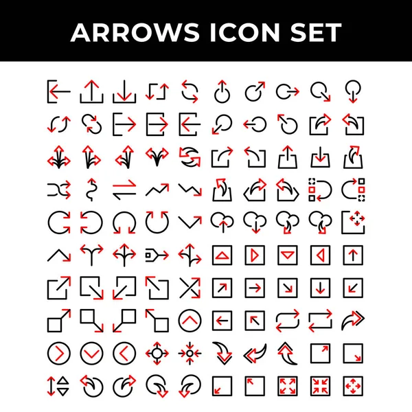 Flechas Conjunto Iconos Incluyen Arriba Abajo Izquierda Derecha Subir Descargar — Vector de stock