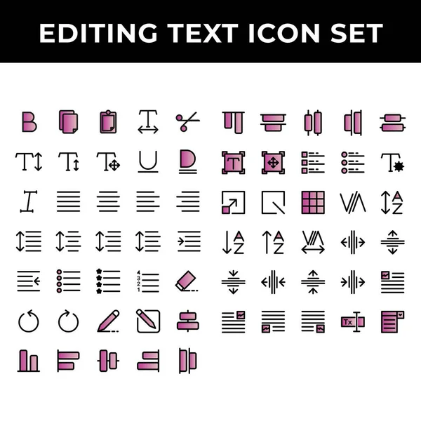 Editing Text Icon Set Include Text Bold Document Paste Spacing — Stock Vector