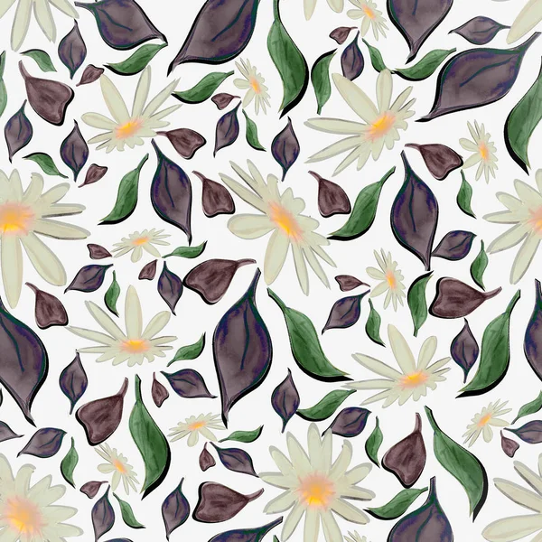 Lila Virág Levelek Minta Tervezési Munka — Stock Fotó