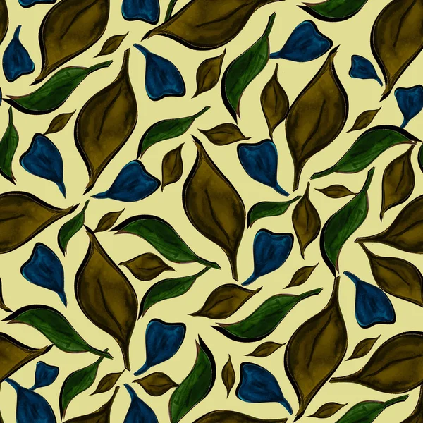 Yeşil Mavi Yapraklar Pürüzsüz Desen Tasarımı — Stok fotoğraf