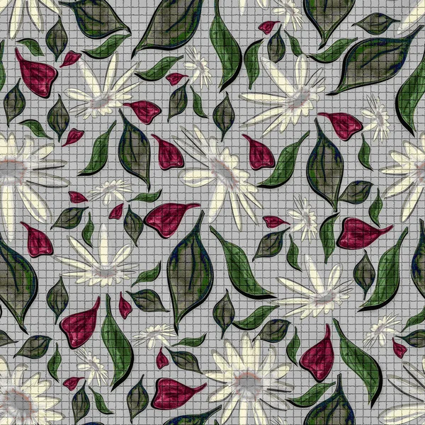 Rosa Och Grönt Löv Blomma Bakgrund — Stockfoto