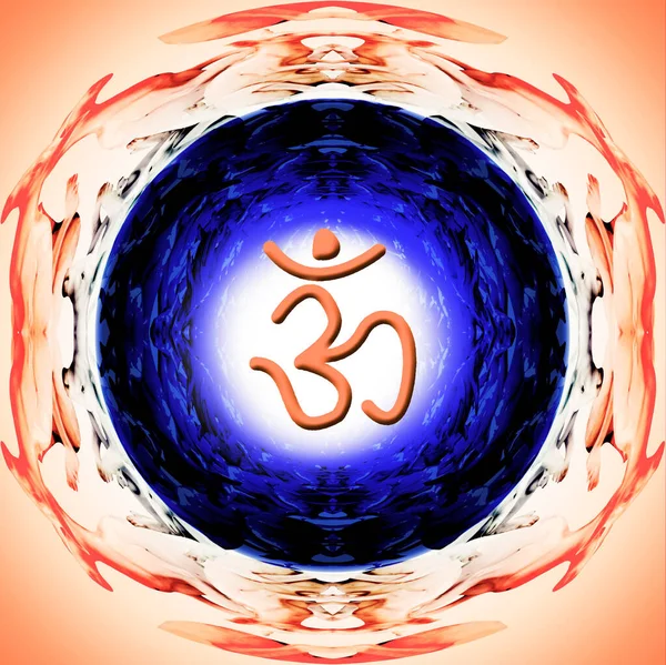 Narancs Kék Háttér Hindu Szimbólum — Stock Fotó