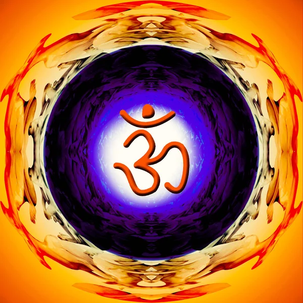 Orange Blue Background Hindu Symbol — Stock Photo, Image