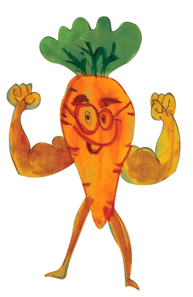 Healthy Body Cute Carrot Vegetables Clip — Stock Photo, Image