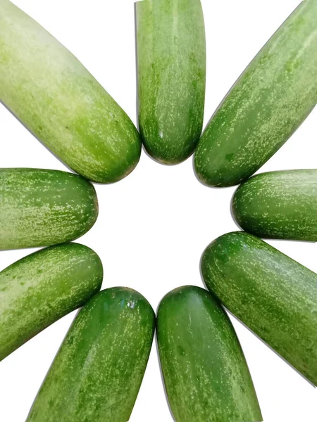 Fresh Juicy Cucumbers Vegetable Arranged Flower Shaped — Stock Photo, Image