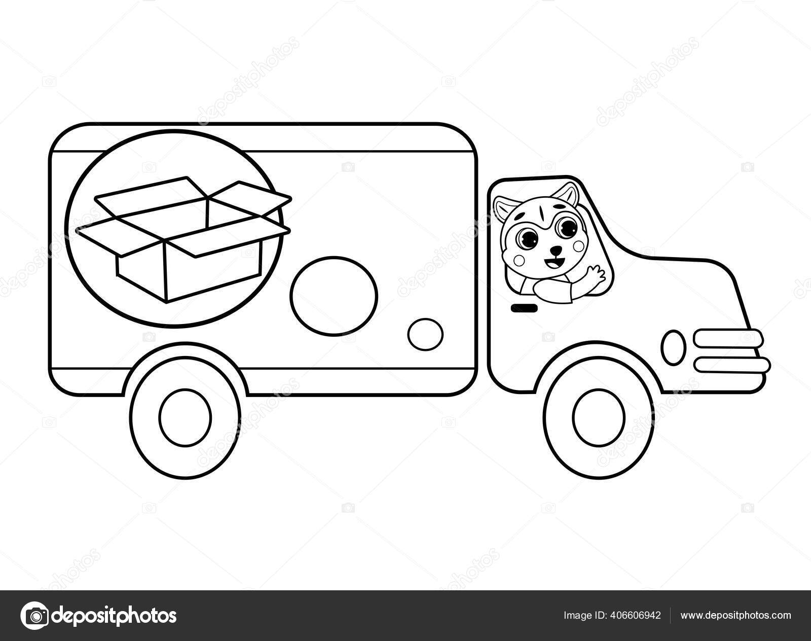 Desenhos para colorir de desenho de um caminhão de transporte para colorir  