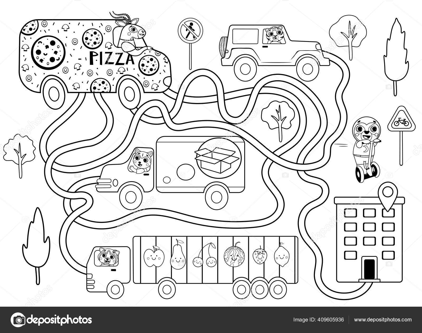 Carros no labirinto para jogo infantil