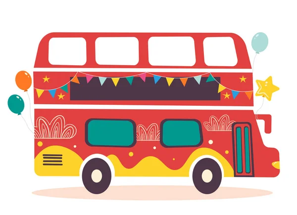 Red Autocarro Celebração Dois Andares Com Espaço Para Texto Desenhos —  Vetores de Stock
